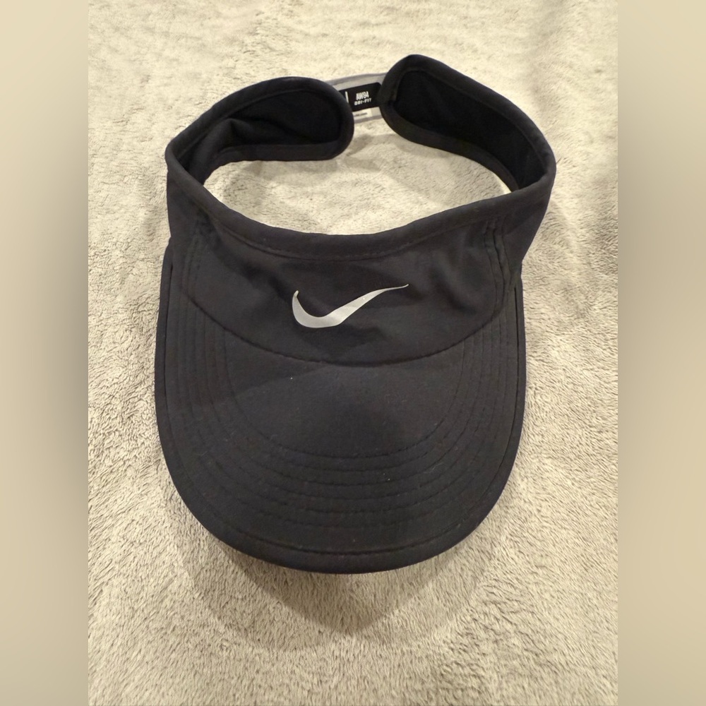 Nike Black Visor with White Swoosh Logo